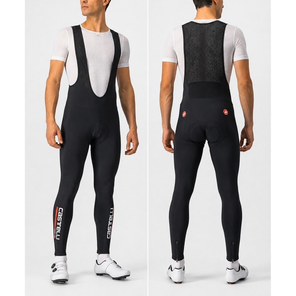 CASTELLI Thermal Cycling Bib Tights Fleece Lined Winter‎ Bike Pants Chamois Pad